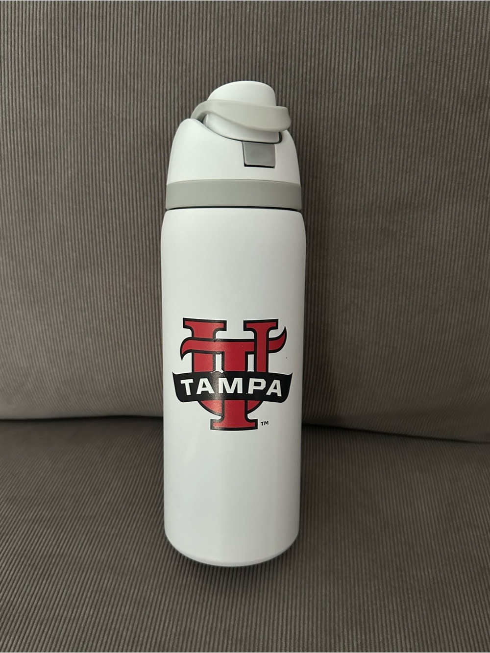 University of Tampa White Stainless Steel Travel Bottle - Red Logo- brand new